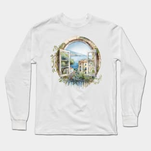 French Riviera Window View Long Sleeve T-Shirt